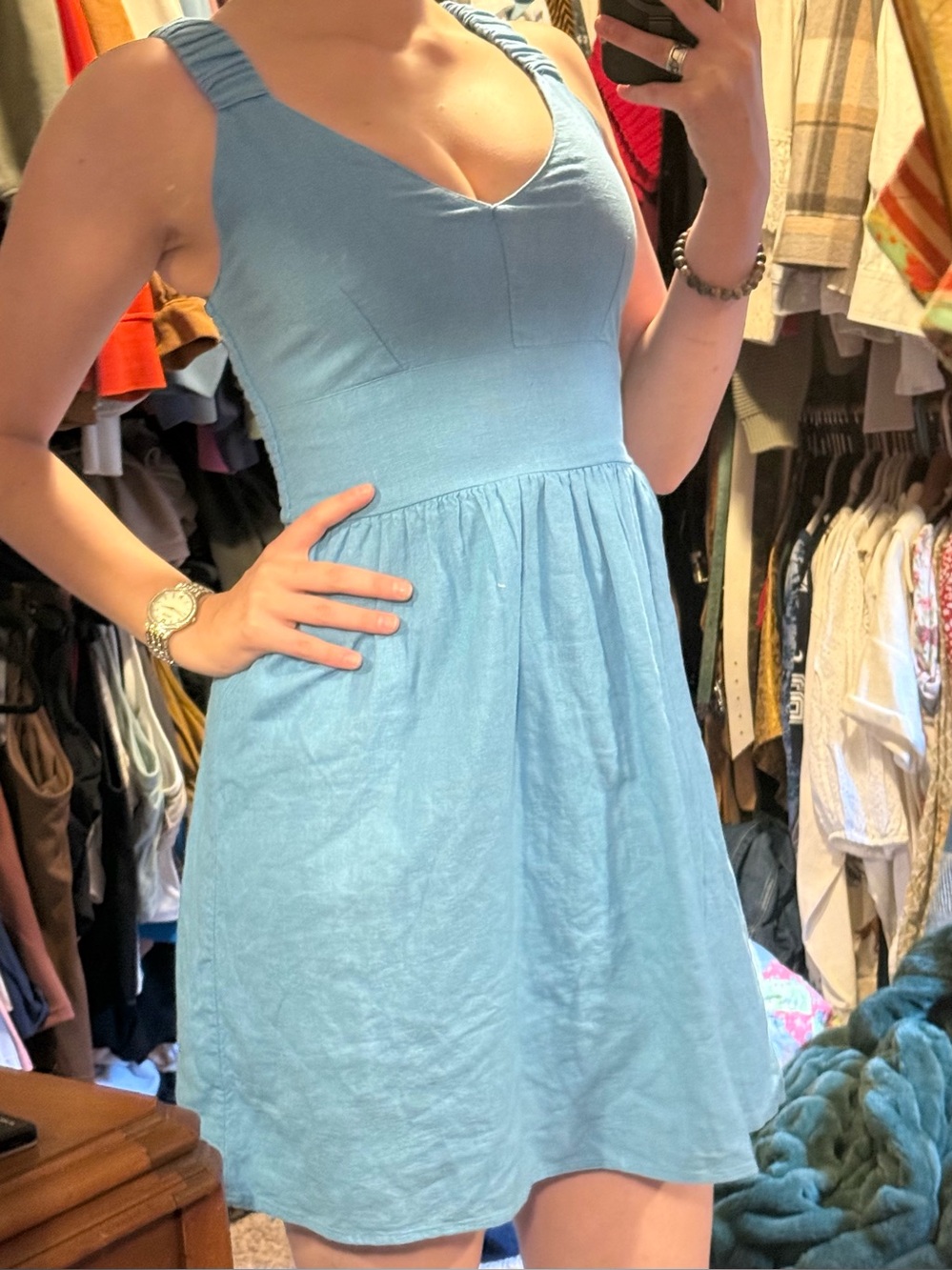 Abercrombie & Fitch Light Blue Sleeveless Mini Dress